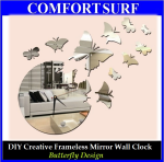 Butterfly Design - DIY Creative Interior Decoration Framelss Mirror Wall Acrylic Clock